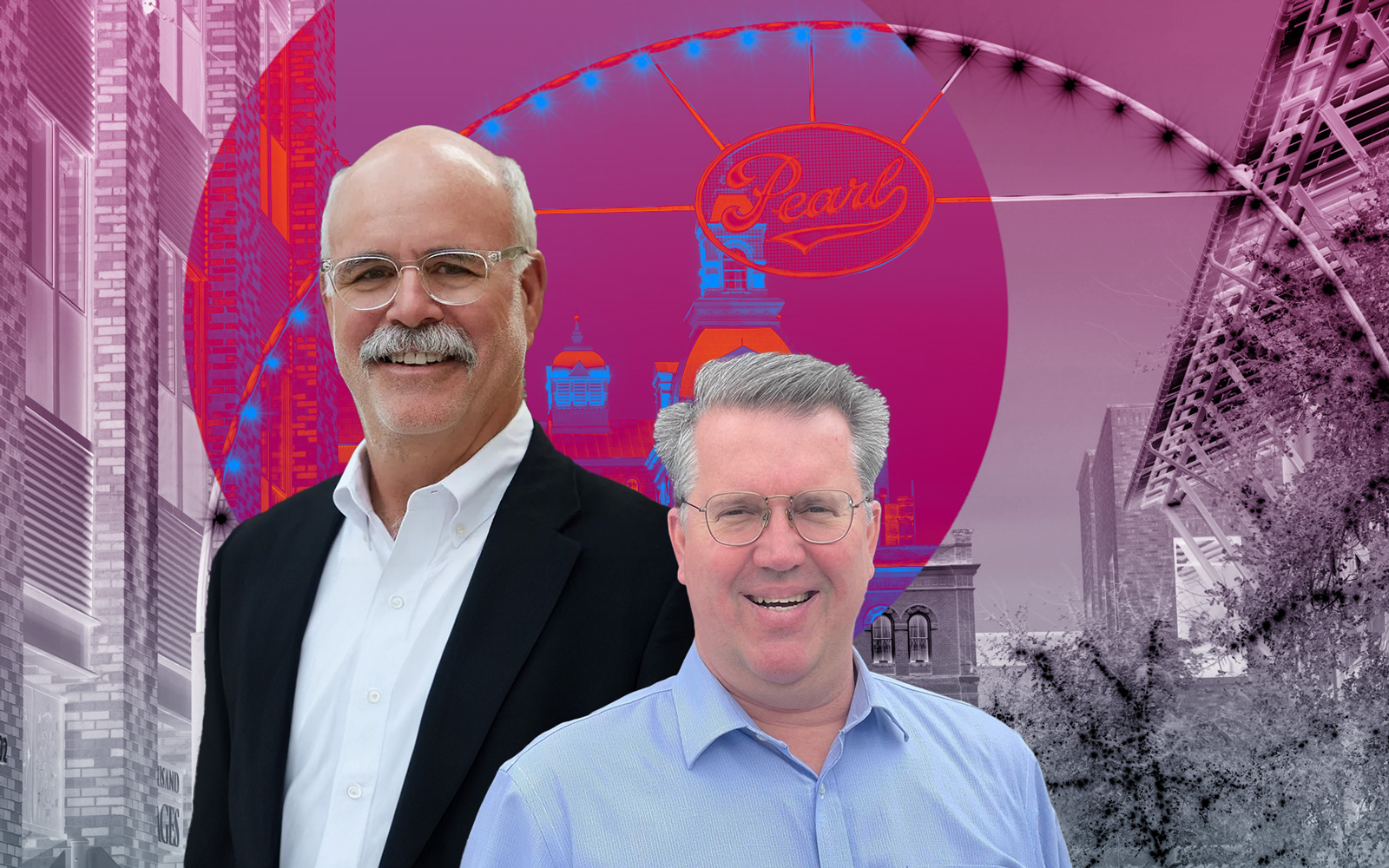 Oxbow Development’s Bill Shown and Phoenix Development’s John Mangel III (Oxbow, Pheonix Development, Getty) From The Real Deal