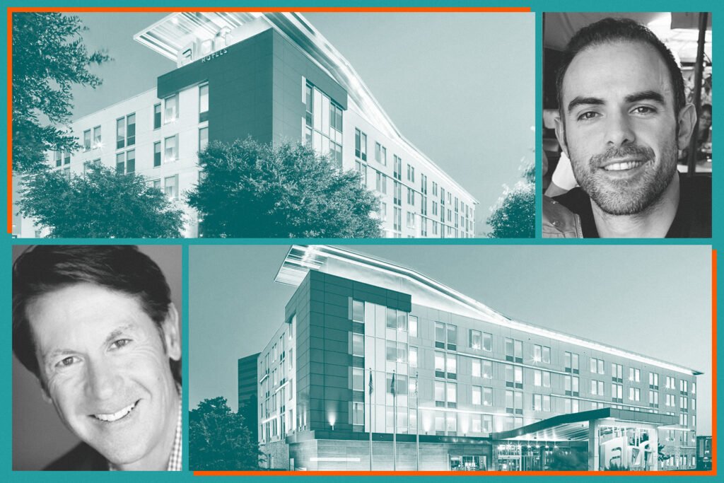 Corebridge’s Douglas Tymins and CRJ Hospitality’s Julio Grana with Aloft San Antonio Airport and Aloft Las Colinas (LinkedIn, Marriott)