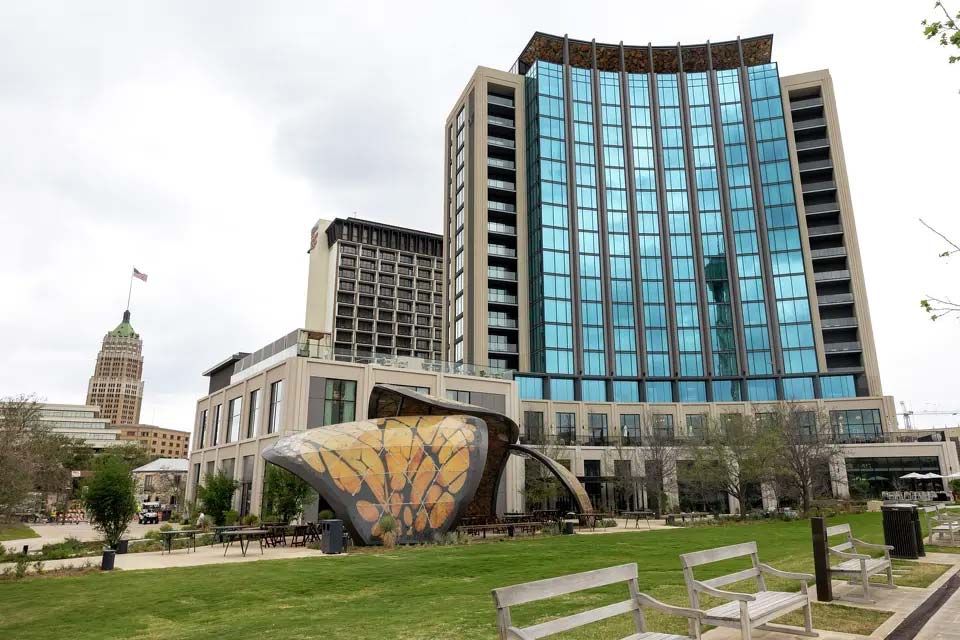 The Monarch hotel Friday, March 6, 2026, in San Antonio. The 17-story luxury hotel opened earlier this month is part of the Curio Collection by Hilton. Andrew J. Whitaker/San Antonio Express-News